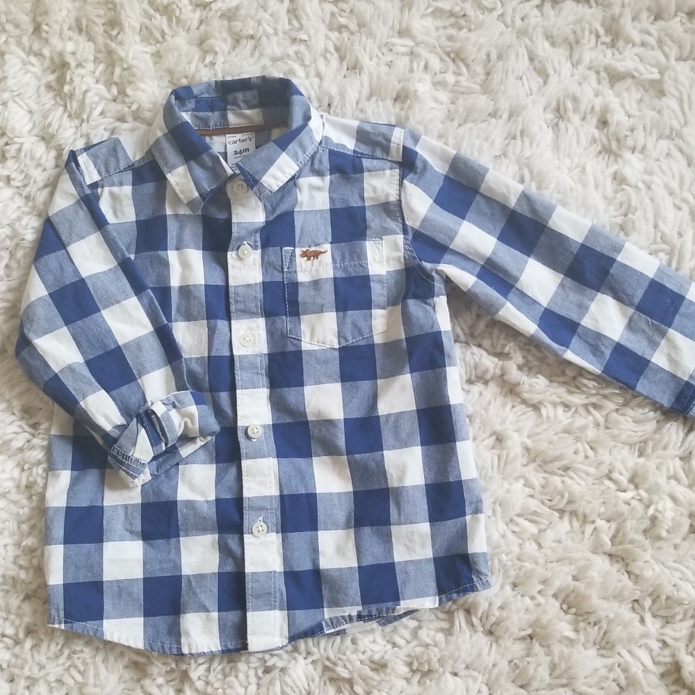 5/$15 Carter's Baby Boy Checkered Long Sleeve Shirt